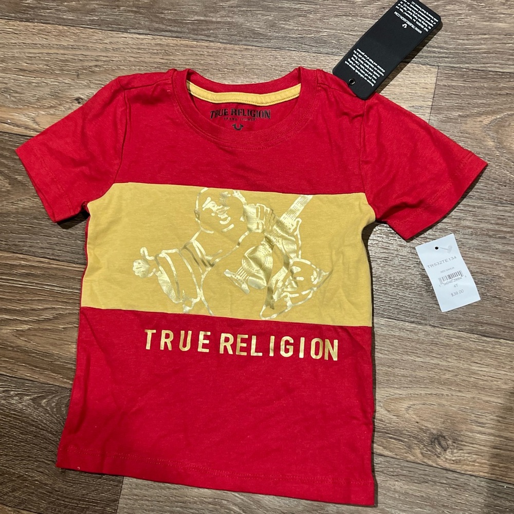 True Religion Kids Tee in Red and Gold